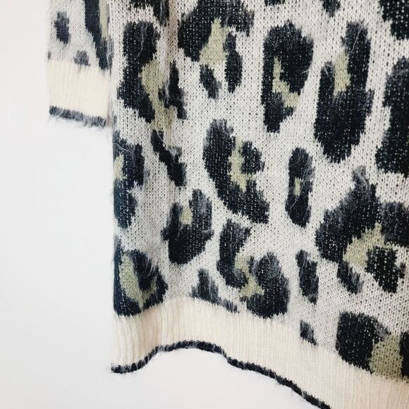 NEW Umgee Logan Animal Print Knit Sweater Dress Blavk Olive Off White Size Small - Picture 5 of 8